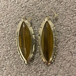 Kendra Scott Tiger Eye Earrings Brown Gold RARE